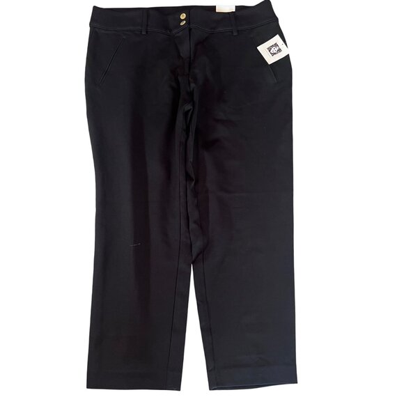 Anne Klein Womens Black Slim Ankle Career Work Dress Pants With Gold Button 16W - Picture 1 of 7